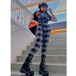 Hot Topic Plaid Overalls Size S